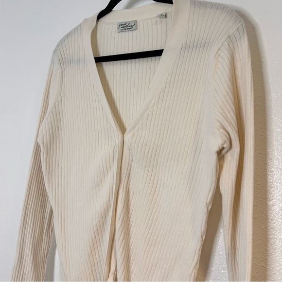 Great Northwest Clothing Company Ivory Ribbed Cardigan Size Large - Picture 2 of 6